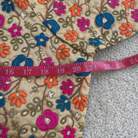 NEW] Indian Sari Saree Lehenga Blouse Gold XL - Picture 3 of 12